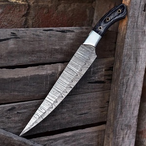 Couteau de chef professionnel en acier Damas de haute qualité, manche en bois, étui en cuir, couteau pliant utilitaire de survie - Product Image 3