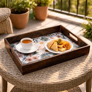 Bandeja Rectangular de Madera con Estampado de Elefante, Estilo Exclusivo, Bandeja Decorativa de Madera para Uso en el Hogar y Restaurantes - Product Image 3