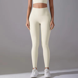 Leggings de yoga légers pour femmes, best-sellers, nouveau design avec logo personnalisé à la taille, tissu tricoté, prix de gros, taille élastique - Product Image 3