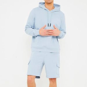 Ensemble survêtement homme en molleton imprimé 100 % coton, style streetwear, short et sweat à capuche, anti-odeur, léger, hiver - Product Image 6
