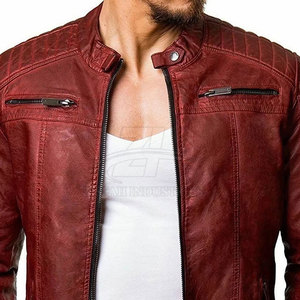 Veste de motard en cuir véritable pour homme, prix de gros, design de logo personnalisé, veste de motard en cuir respirant - Product Image 3