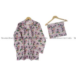 Ensemble de pyjama 3 pièces en coton 100 % naturel pour femme, style vintage, chemise d'été, avec boutons et dentelle florale, tenue de nuit confortable, rangement inclus - Product Image 2