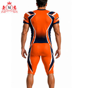 Ensemble d'uniformes de football respirants 100 % polyester orange et bleu marine pour hommes, tenue de sport personnalisée, service OEM MUDASSAR pour les entreprises de vêtements - Product Image 3