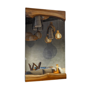 Nouveauté : Miroir mural en teck massif RecWave Live Edge, décoration moderne pour la maison, meubles en bois massif pour la décoration intérieure, salon - Product Image 1