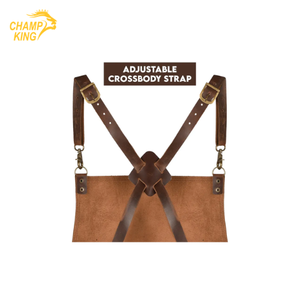 Genuine <b>Leather</b> <b>Apron</b> Cross back Straps Double Pockets Restaurant Bar Wait Staff Uniform - Product Image 4