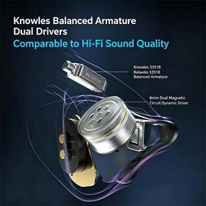 หูฟัง TWS แบบไฮบริดไดรเวอร์คู่ พร้อม Knowles Balanced Armature และไดรเวอร์แบบไดนามิก QCC3071 บลูทูธ 5.3 หูฟังกันน้ำระดับ IPX5 - Product Image 2