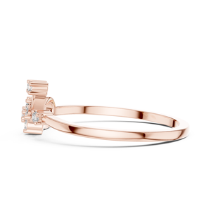 Anillo de Diamantes Color Oro Rosa, Corte Ovalado, Joyería Nupcial, Anillo de Boda Apilable, Anillo Abierto con Diamantes Florales en Oro Rosa para Mujer, Estilo Minimalista - Product Image 5