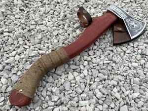 Hacha Tomahawk Forjada a Mano con Mango de Madera y Hoja de Acero, Herramienta de Supervivencia para Uso en Exteriores - Product Image 6