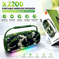 Boombox 2200 40W DSP, enceinte sans fil avec basses profondes, subwoofer dynamique, éclairage RGB, sangle de transport, boombox portable d'extérieur