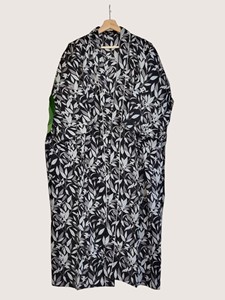 Bata Larga Estampada Floral para Mujer, Manga Larga, Cuello Mandarín, 100% Algodón, Suave, Informal, para Primavera - Product Image 3
