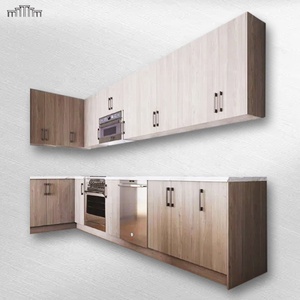 Moderno apartamento gabinete muebles al por mayor MDF melamina/Pintura/PET doble panel plano puertas cocina montado en la pared gabinetes superiores - Product Image 5