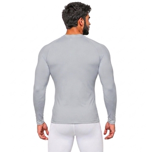Men's Gray Long Sleeve <b>Compression</b> <b>Shirt</b> Spandex/Nylon Anti-Bacterial Quick Dry Breathable Stretchable Activewear Rash Guard - Product Image 2