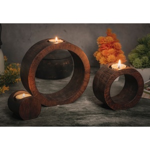 ชุดตกแต่งทรงกลมทำด้วยมือคุณภาพสูงสำหรับตกแต่งบ้านเชิงเทียนบรรจุขี้ผึ้งเทียนทีไลท์ธรรมชาติที่วางในไม้มะม่วง - Product Image 6