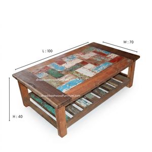 Durable Wood Rustic <b>Coffee</b> <b>Table</b> Knockdown Handcrafted Minimalist Vintage Industrial Living Room Furniture Reclaimed Boat Wood - Product Image 1