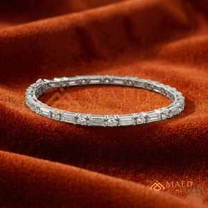 Emerald Round Alternating Moissanite <b>Bracelet</b> For Women Refined Jewelry Elegant Gift Style - Product Image 3