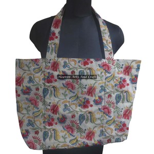 Sac fourre-tout en toile de coton vierge avec logo imprimé main en bloc à la mode personnalisable sac à bandoulière pour femmes - Product Image 1