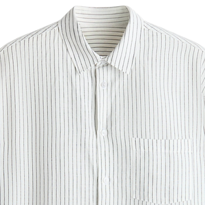 Camisa de Manga Larga para Hombre, Corte Holgado, Casual, con Botones al Frente, Cuello Tejido, Bolsillo en el Pecho, Personalizable OEM ODM, Ropa al por Mayor - Product Image 4