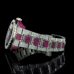 Montre en diamant VVS cultivé en laboratoire, acier inoxydable 20 mm, cristal saphir 41 mm, résistance à l'eau 3 BAR, entièrement sertie de diamants, luxe, quartz ETA analogique - Product Image 4