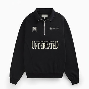 Sweat-shirts à demi-zip 100% coton, logo personnalisé, polaire écologique, respirant, streetwear décontracté, pull à revers côtelés - Product Image 1