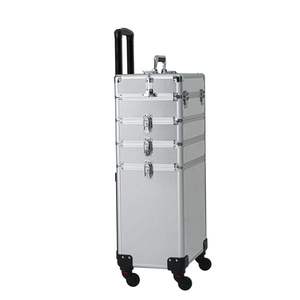 4-in-1 Interchangeable Silver Aluminum Rolling Makeup <b>Case</b> with Draw-Bar Style <b>Cosmetic</b> Bags & <b>Cases</b> - Product Image 1