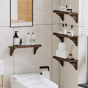 Étagère murale en bois festonné – Étagère flottante de 17 pouces avec supports en bois, étagère murale rustique facile à installer pour le salon - Product Image 3