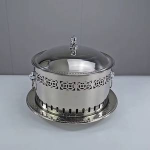 Moderno y Lujoso Recipiente para Calentar Comida de Aluminio Azul Turquesa, Servidor de Buffet de Acero Inoxidable, Calentador de Alimentos con Tapa Abatible de Cúpula Cónica, Recipiente para Dulces y Frutos Secos - Product Image 6