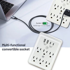 Cargador de Pared USB Múltiple con 6 Tomas de CA, Protector de Sobretensión, Regleta de Enchufes - Product Image 5