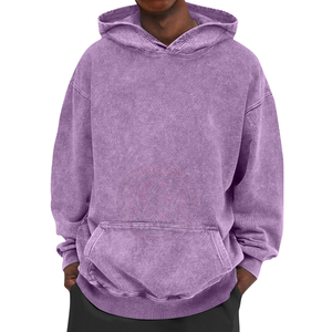 Men's <b>Vintage</b> Mineral Wash Hoodie Oversized Cotton Fleece <b>Sweatshirt</b> with Relaxed Streetwear Fit for Everyday Fashion - Product Image 3