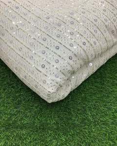 Luxury Sequin Embroidery Lace Fabric Floral Beaded Mesh Fabric African Wedding Party Dress Material - Product Image 3