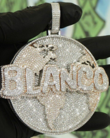 Colgante de Lujo Personalizado con Nombre Inicial en Plata de Ley 925, con Incrustaciones de Moissanita VVS, Engaste de Garras, Baño de Rodio/Oro, Estilo Hip Hop