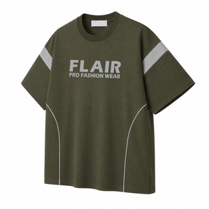 T-shirt surdimensionné pour homme |   T-shirt vert olive à col rond |   Tissu en coton éponge 100% respirant de qualité supérieure, manches courtes - Product Image 5
