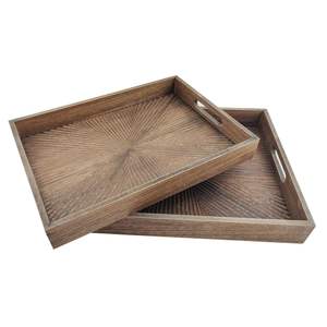 Premium Handcrafted Acacia Wood Serving Tray with Handles Large <b>Rectangle</b> Decorative Wooden Food Platter for <b>Coffee</b> <b>Table</b> Hotel - Product Image 3