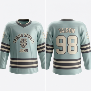 Jersey de Hockey sobre Hielo para Hombre, 240 GSM, Poliéster Interlock, Diseño de Panel Gris, Logotipo Personalizado con Impresión por Transferencia de Calor - Product Image 1