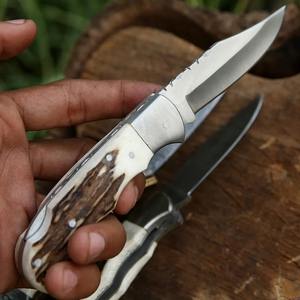 Cuchillo de Bolsillo de Acero de Damasco Hecho a Mano de Alta Calidad con Funda de Cuero, Regalo Perfecto para Camping, para Padres, Compatible con OEM y ODM - Product Image 6