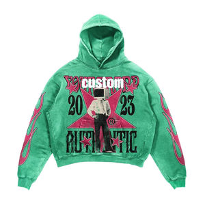 Conjunto de Sudadera con Capucha y Pantalones Deportivos con Estampado Gráfico Personalizado, Lavado Ácido, Estilo Vintage, Desgastado, con Ribete, Traje Deportivo para Hombre - Product Image 6