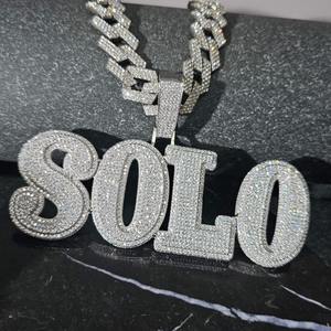 Collar con colgante de letra PSB unisex, estilo hip hop, cadena de cuerda con moissanita, chapado en oro de 18 quilates, plata de ley, regalo individual moderno - Product Image 5
