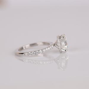 Anillo Solitario Clásico con Halo de Diamantes de Corte Ovalado de 2.01CT, Cultivado en Laboratorio, con Oro Blanco de 14K, para Boda, Compromiso, Regalo - Product Image 3