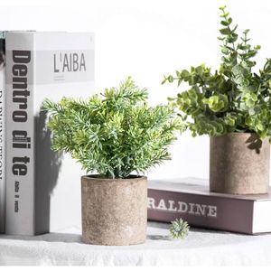 Set di 3 Piante Artificiali di Eucalipto in Vaso, Topiari in Plastica per Casa, Ufficio, Scrivania, Scaffale, Stanza, Bagno - Product Image 5