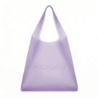 Sac fourre-tout tendance Rootsmen en TPU avec logo gaufré personnalisable, poignée d'épaule et ouverture supérieure pour les boutiques et la salle de sport