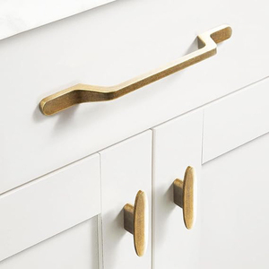 Oval Cabinet Knobs <b>Antique</b> Brass Drawer Knobs Full Length Vintage Brass Single Screw Hole Dresser Handles Cabinet Knob - Product Image 2