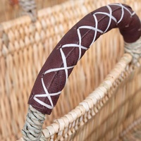 Handgewebte marokkanische Korbtasche mit Ledergriffen, Bohemian Vintage Damenmode, für alle Jahreszeiten, Sommer, Einkaufen, Picknick, Strand