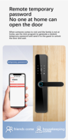 Serrure de porte intelligente à empreintes digitales, contrôle à distance par application, WiFi, mot de passe numérique électronique, carte-clé, reconnaissance faciale pour la maison et le bureau