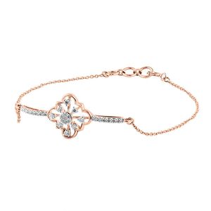Bracelet Fleur Diamant Or Rose Effet Brillant Sertissage Griffe Chaîne Maillons Classique Femme Quotidien Luxe Cadeau - Product Image 6
