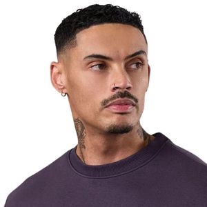 Mens Purple Crewneck Sweatshirt Casual Fleece Pullover Long Sleeve <b>Athletic</b> Streetwear Winter Fashion Top - Product Image 3