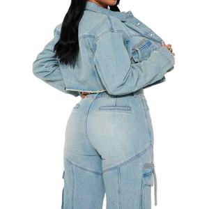 Camisetas de Mezclilla para Mujer, Populares, de Alta Calidad y Transpirables, de Manga Larga, Color Azul Claro, Talla Grande, de Secado Rápido - Product Image 5