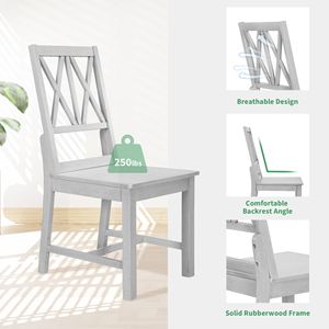 Rustic 5-Piece Extendable <b>Dining</b> <b>Table</b> <b>Set</b> <b>Round</b> Trestle <b>Table</b> and <b>4</b> Cross Back <b>Dining</b> Chairs <b>for</b> Kitchen or <b>Dining</b> Room - Product Image 5