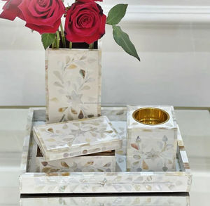 Artesanía de lujo hecha a mano madre de perla incrustaciones hueso incrustaciones bandeja acrílico incienso quemador caja conjunto para Eid - Product Image 5