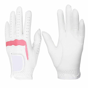Gants de golf antidérapants en cuir Cabretta blanc avec fermeture à enfiler et sangle noire pour sports de plein air unisexes - Product Image 4