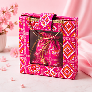 Sac de cadeaux design avec combo Potli et sac individuel pour cadeau de mariage, ensemble d'emballage pour cadeau de mariage Shagun, sac cadeau festif - Product Image 4