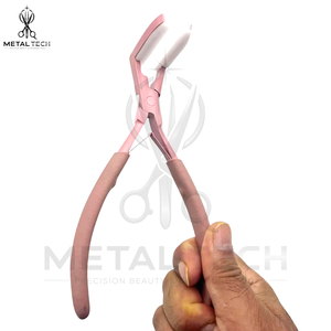 Pince à cheveux en acier inoxydable rose clair avec mâchoires en silicone souple, poignées matifiées, pince de scellage - Product Image 2